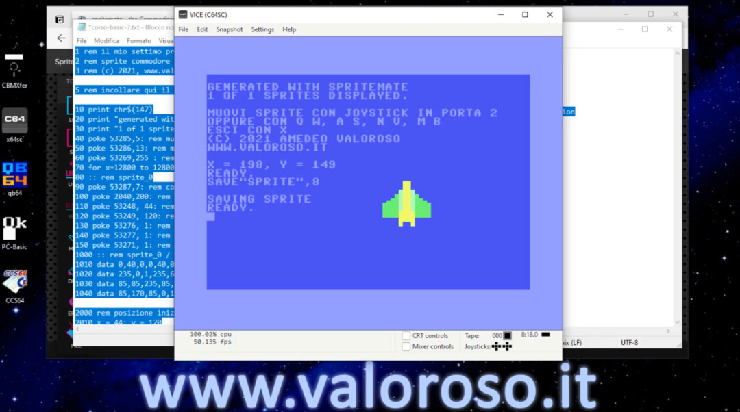 Salvare un file PRG in Basic in un disco D64 virtuale vuoto, WinVICE VICE, Create and attach an empty disk image, Commodore 64