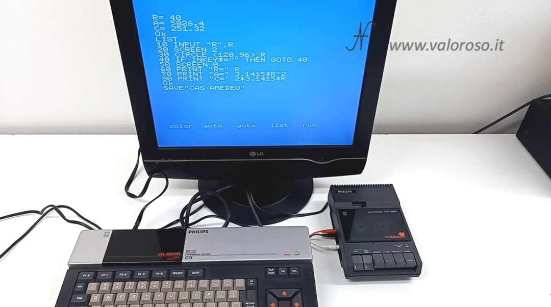 Salvataggio programma in MSX BASIC, SAVE CAS su cassetta tape