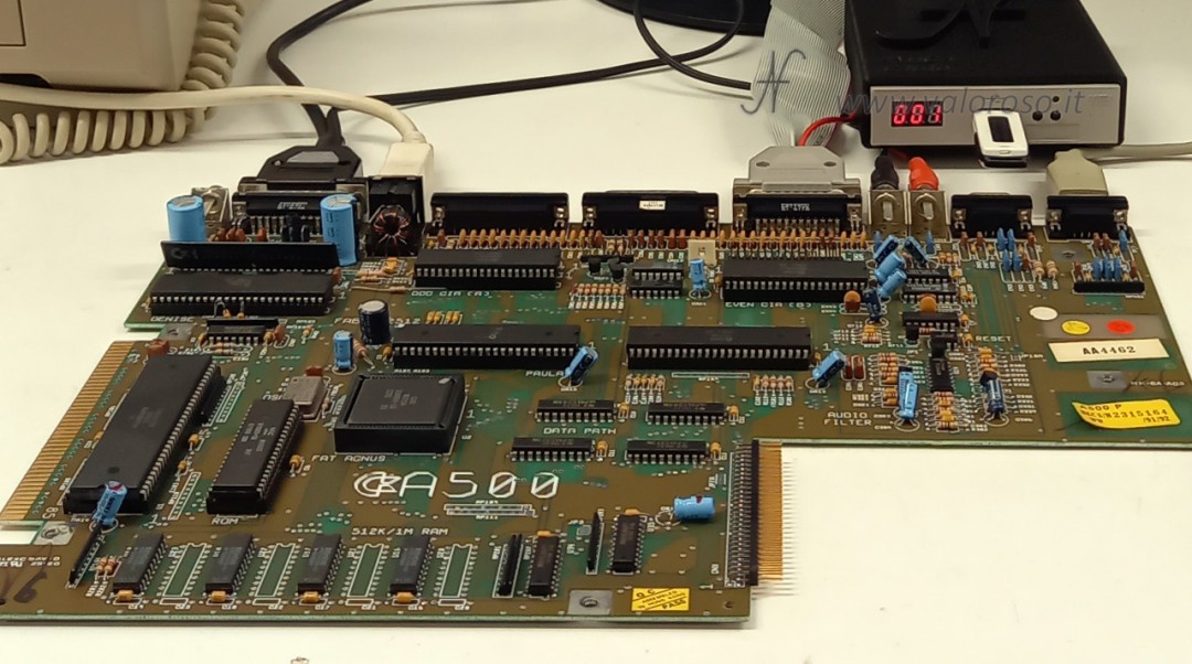 Scheda madre Commodore CBM Amiga 500 A500 DF0 DF1 boot selector hardware, even CIA, selettore disco gotek esterno