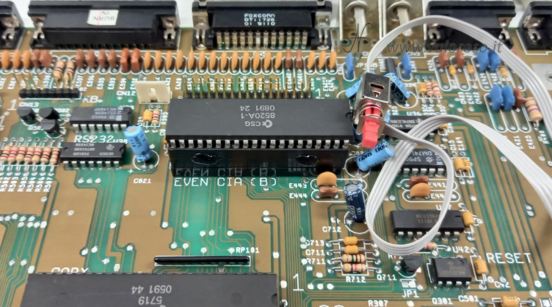 Scheda madre Commodore Amiga 500 A500 DF0 DF1 selettore avvio boot hardware, even CIA 8520A, selettore disco gotek esterno