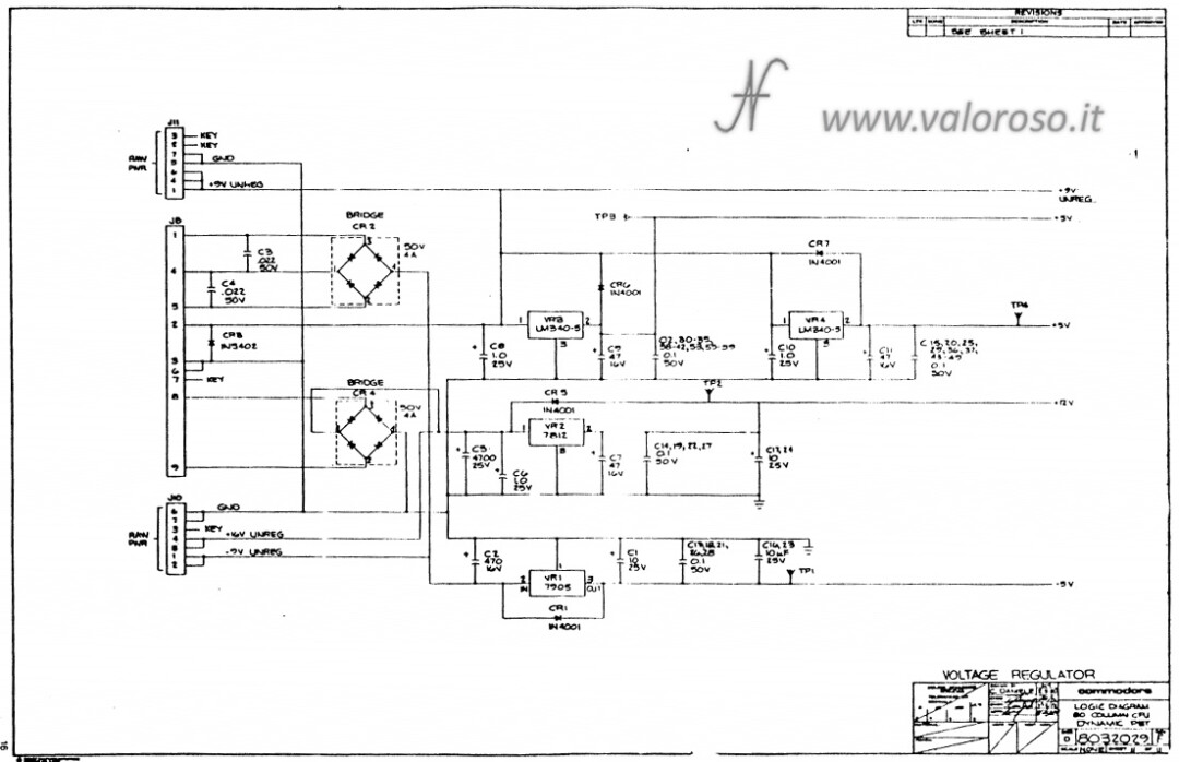 Schema elettrico alimentatore regolatore Commodore PET CBM 8032 CBM8032 8032029