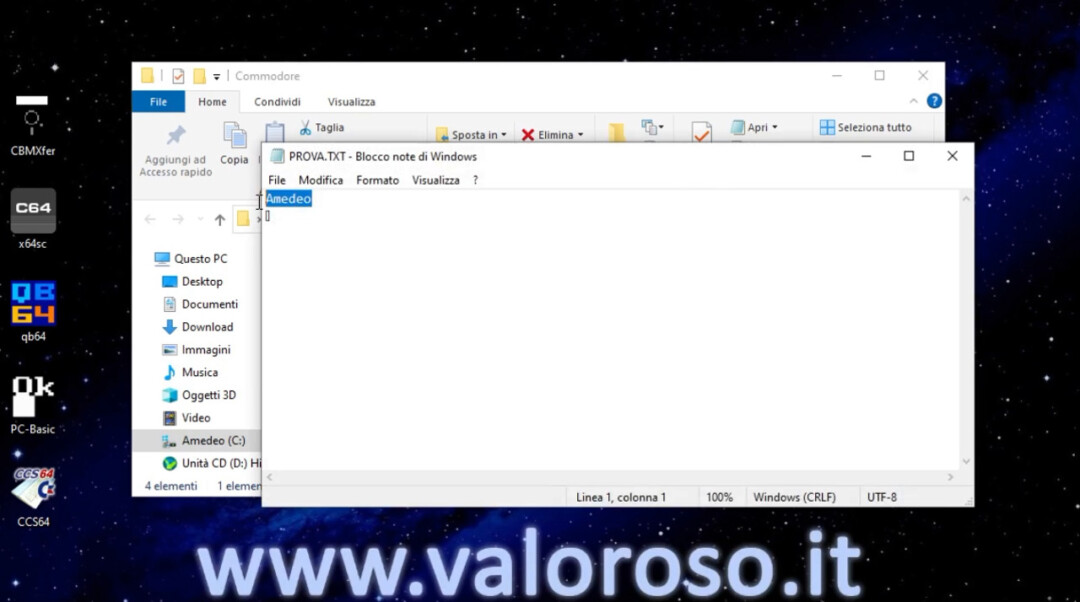 Scrivere e leggere un file in Basic, QB64 PC-BASIC QuickBasic GwBasic, file di testo TXT NOTEPAD blocco note