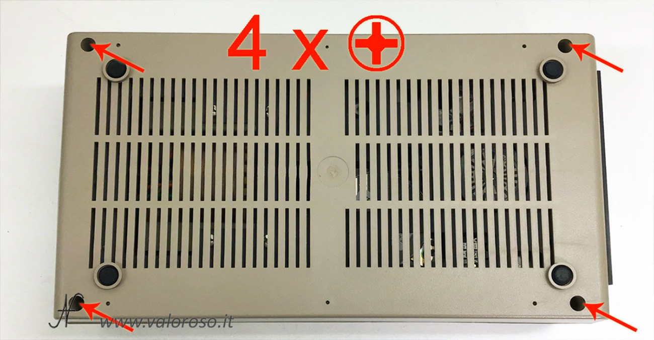 Unmount the Commodore 1541 floppy disk drive, open the case, unscrew the lower screws