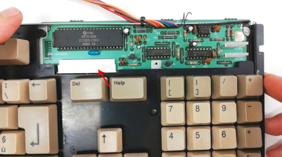 Amiga 500 keyboard membrane replacement, flexible printed connector opening