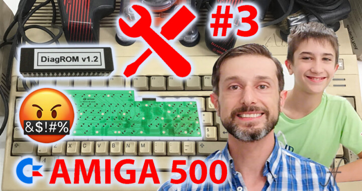 Sostituzione membrana tastiera Amiga 500 e DiagROM, riparazione riparare aggiustare