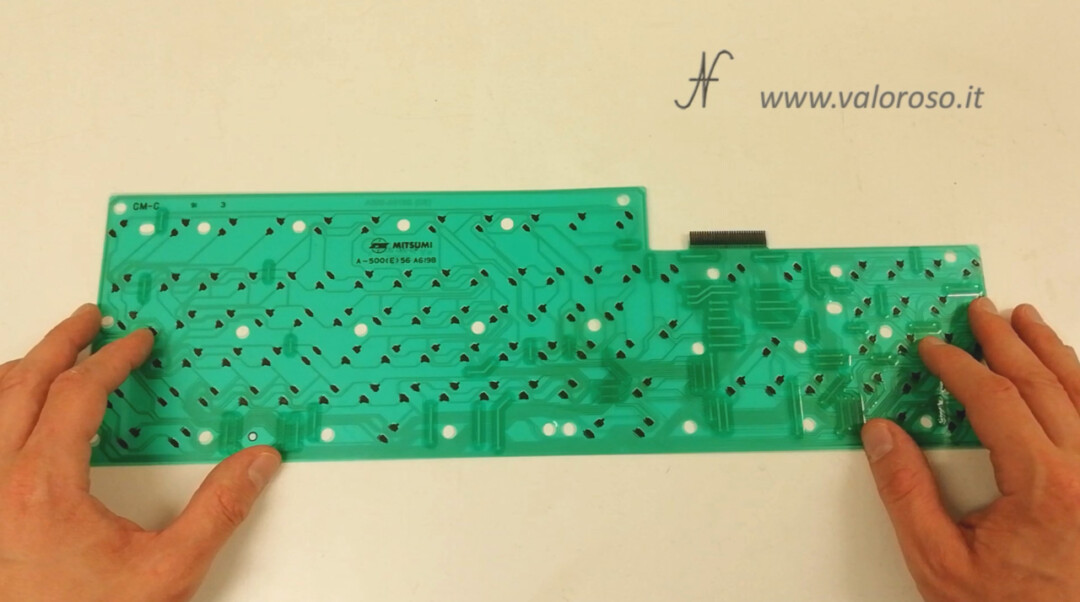 Replacement membrane keyboard Amiga 500, overlap new membrane and Mitsumi, A-500 (E) 56 A619B