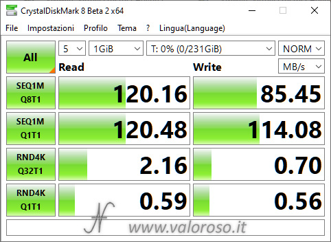 Storage Spaces, Windows 10, CrystalDiskMark performance benchmark, disk after pool mirroring, raid