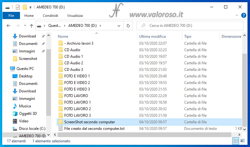 Spazio di Archiviazione, Windows 10, spostamento hard disk su altro computer, copia file