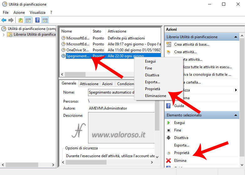 Automatically turn off the PC at a set scheduled time, scheduled tasks, schedule utility libretia, property, delete action