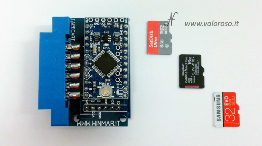 Interfaccia cartuccia TapeCart SD caricare giochi Commodore 64 TAP PRG TCRT MicroSD Arduino Pro Mini