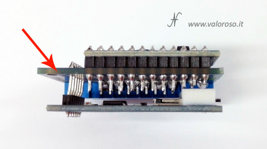 TapeCart SD side view printed PCB connected to connector