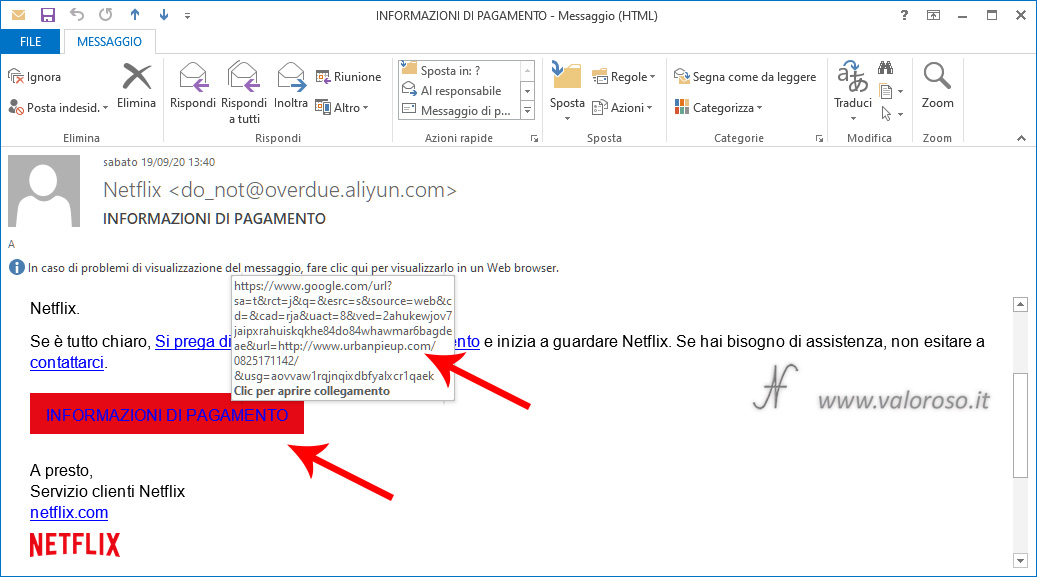 Truffa NetFlix informazioni di pagamento, messaggio, eMail, phishing, come proteggersi, evitare, attenzione