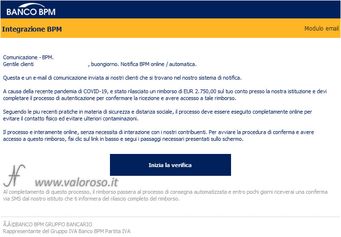 Truffa banco BPM, phishing, eMail, come proteggersi, evitare, attenzione, banco BPM