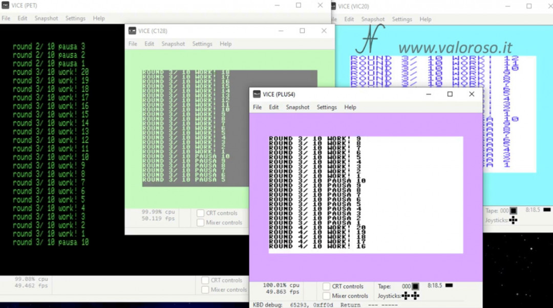 Tutorial di programmazione in Basic QB64 Commodore programma allenamento fitness emulatore WinVICE