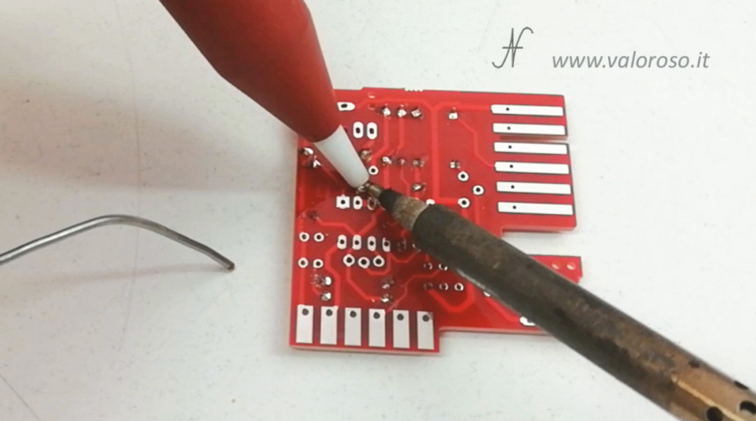 Tutorial soldering printed circuit, sucking tin pump sicchiatagno re-welding, white tin, cold soldering