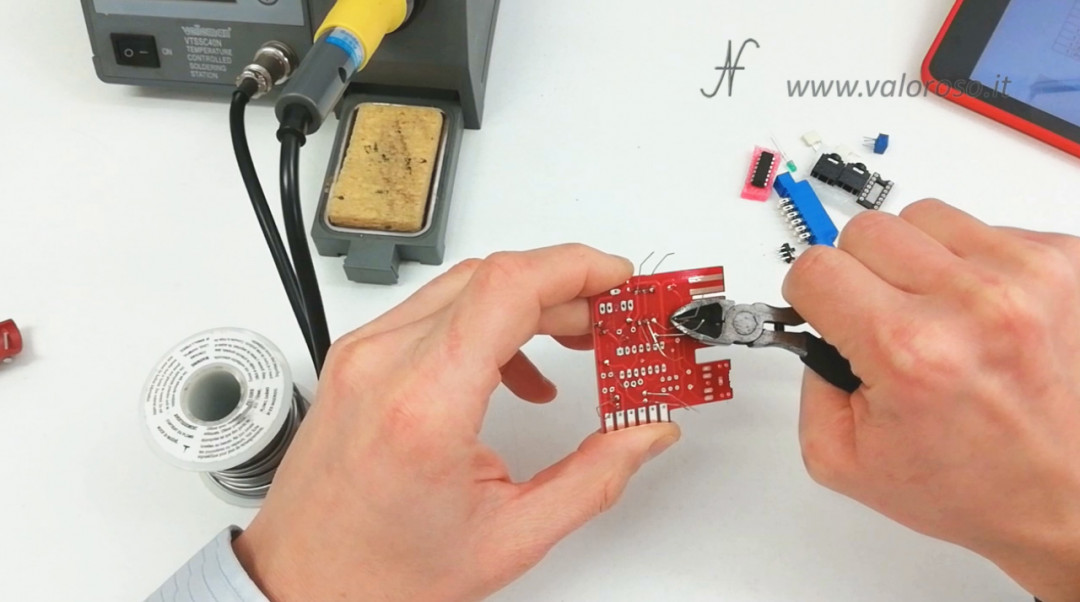 Tutorial soldering printed circuit electronic circuit assembly cut leads wire cutters