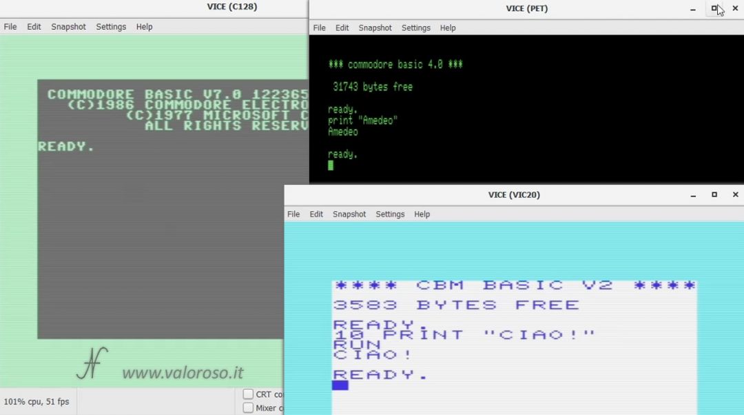 VICE emulatore per Commodore 128, Commodore PET, Commodore Vic-20, C16, C128, C64, SID