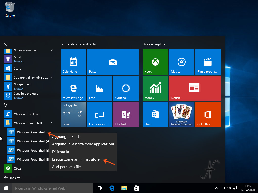 Windows 10, PowerShell, esegui come amministratore, cancellazione, disinstallazione, rimozione, app predefinite, app preinstallate, Tutorial, money, notizie, onenote, getoffice, store, xbox, film, notizie, solitaire collecion