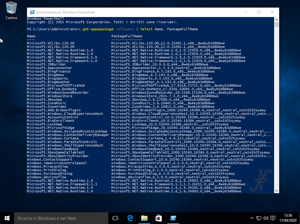 Windows 10, PowerShell, run as administrator, pre-installed apps list, default apps, Tutorials, get-appxpackage -allusers | Select Name, PackageFullName