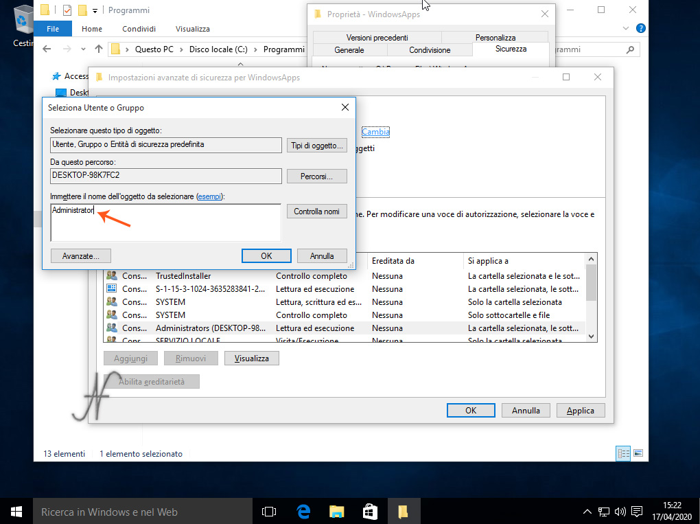 Windows 10, disinstallazione App default, utente, proprietario, sicurezza, Rimozione definitiva delle App preinstallate di Windows 10