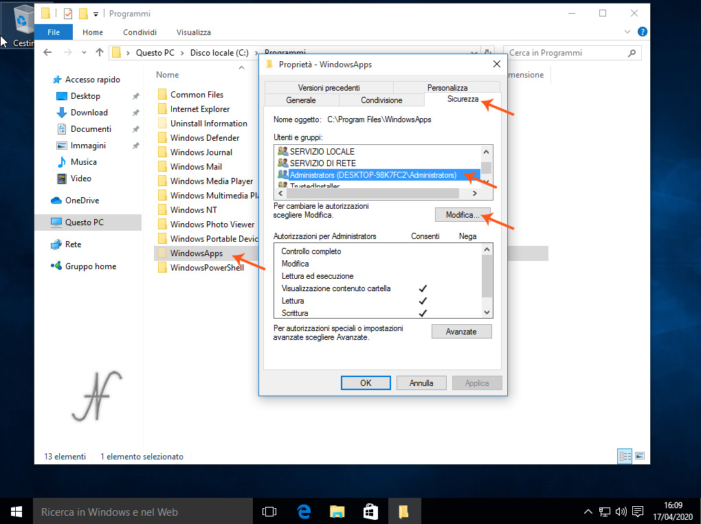 Windows 10, enable change folder C:Program FilesWindowsApps, Tombstone preinstalled Apps of Windows 10