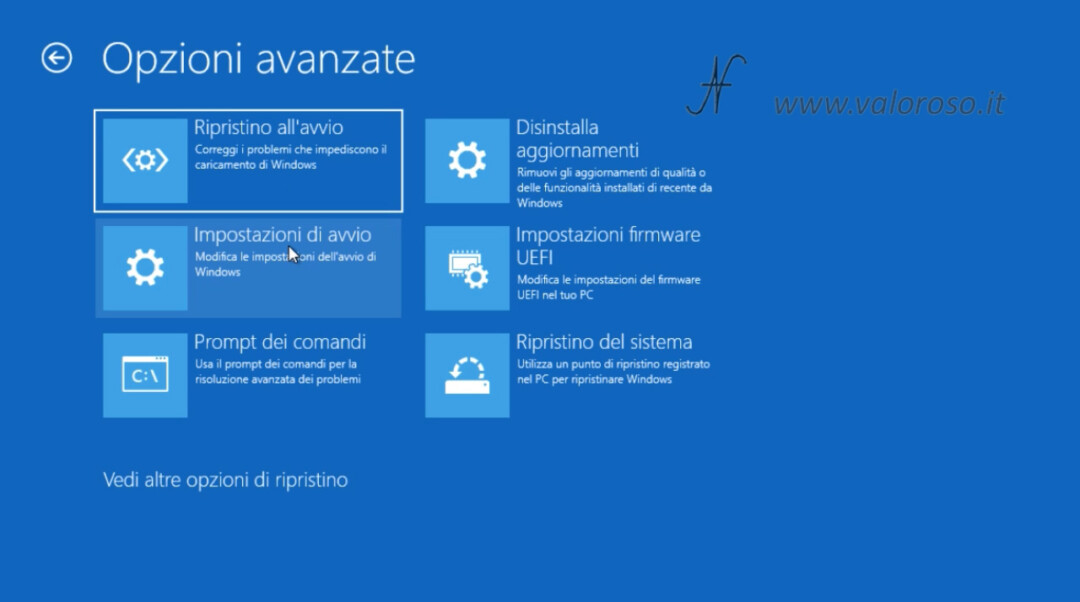 Windows 10 disabilitare controllo imposizione firma driver schermo blu, impostazioni di avvio