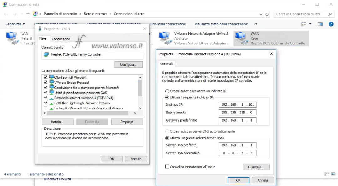 Windows 10 set static IP address local area network LAN computer server control panel, internet protocol properties version 4 ipv4, operating system, network connections, network adapter settings