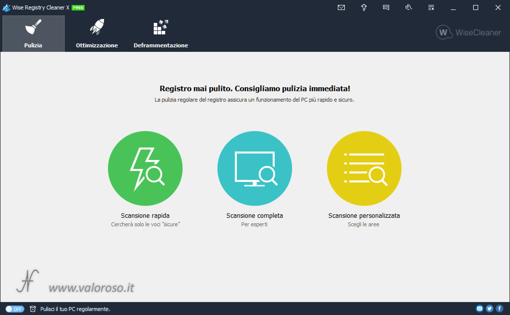 Wise Registry Cleaner, scansione pulizia registro Windows, deframmentazione ottimizzazione