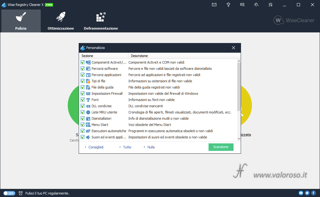 Wise Registry Cleaner, scan Windows registry cleaner, custom scan, choice items