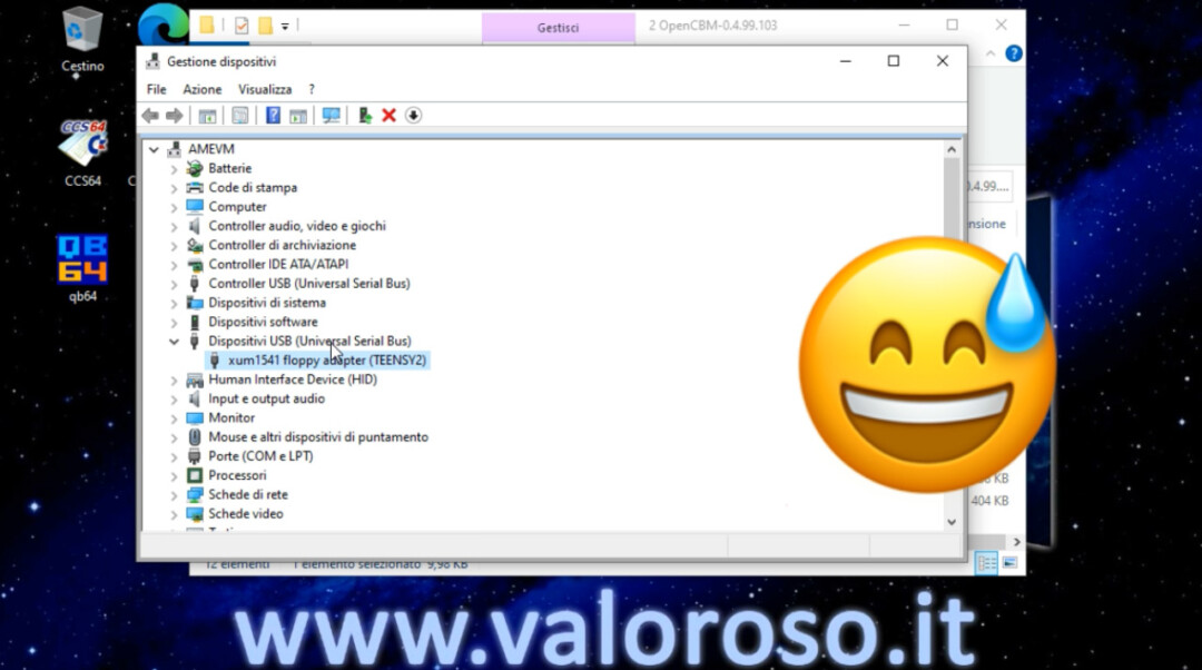XUM1541 floppy adapter Teensy2 generic driver senza firma installato Windows 10 gestione dispositivi pannello di controllo